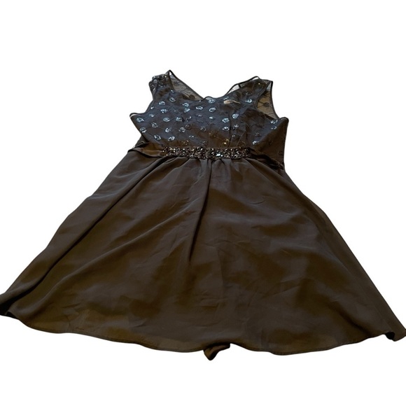 Ricki’s Black Cocktail Dress-Lined-Mesh Bodice-sequin Design-Sequin Belt-Size 12 - Picture 8 of 11